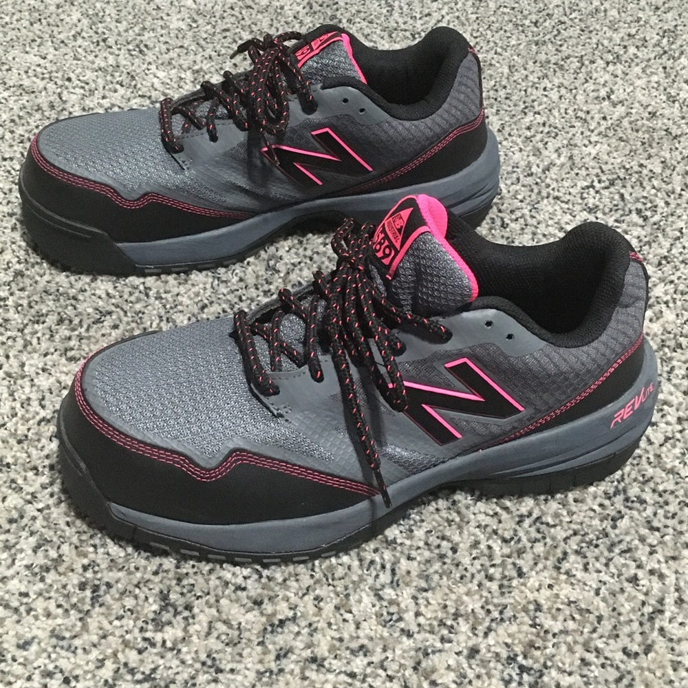 New Balance Industrial 589 REV Lite Womens Size 10 Grey Black Pink Composite Toe